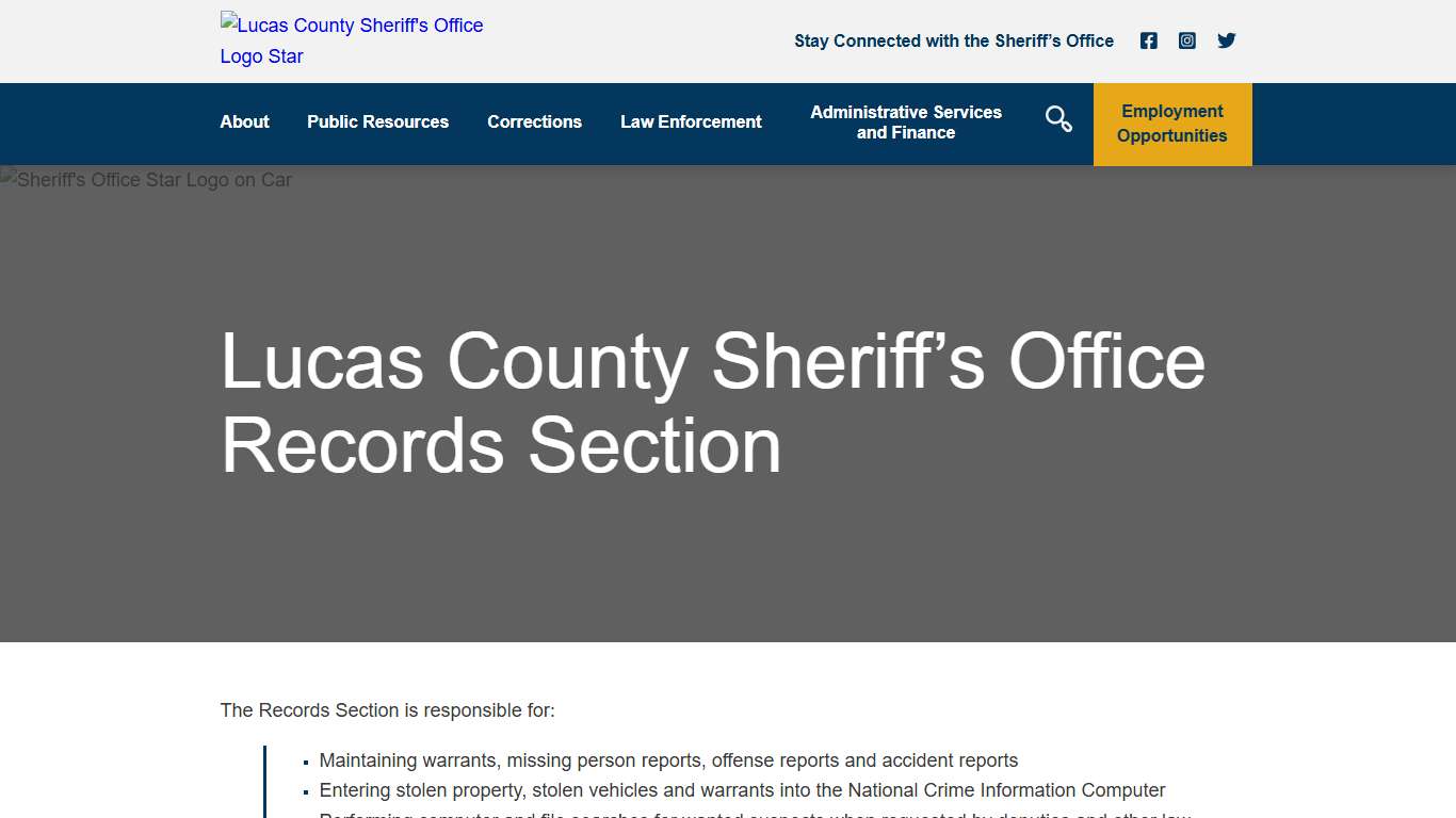 Lucas County Sheriff’s Office Records Department