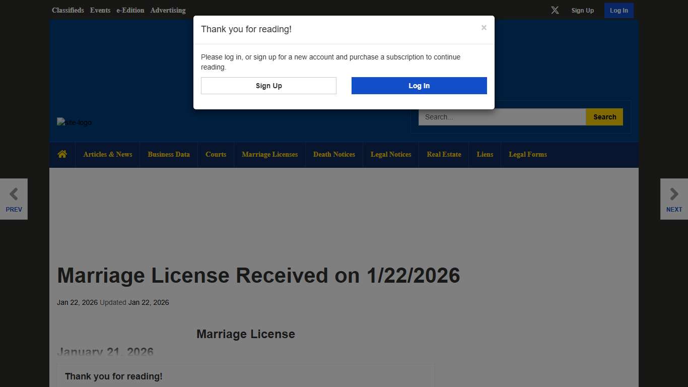 Marriage License Received on 1/22/2026 Marriage Licenses toledolegalnews.com