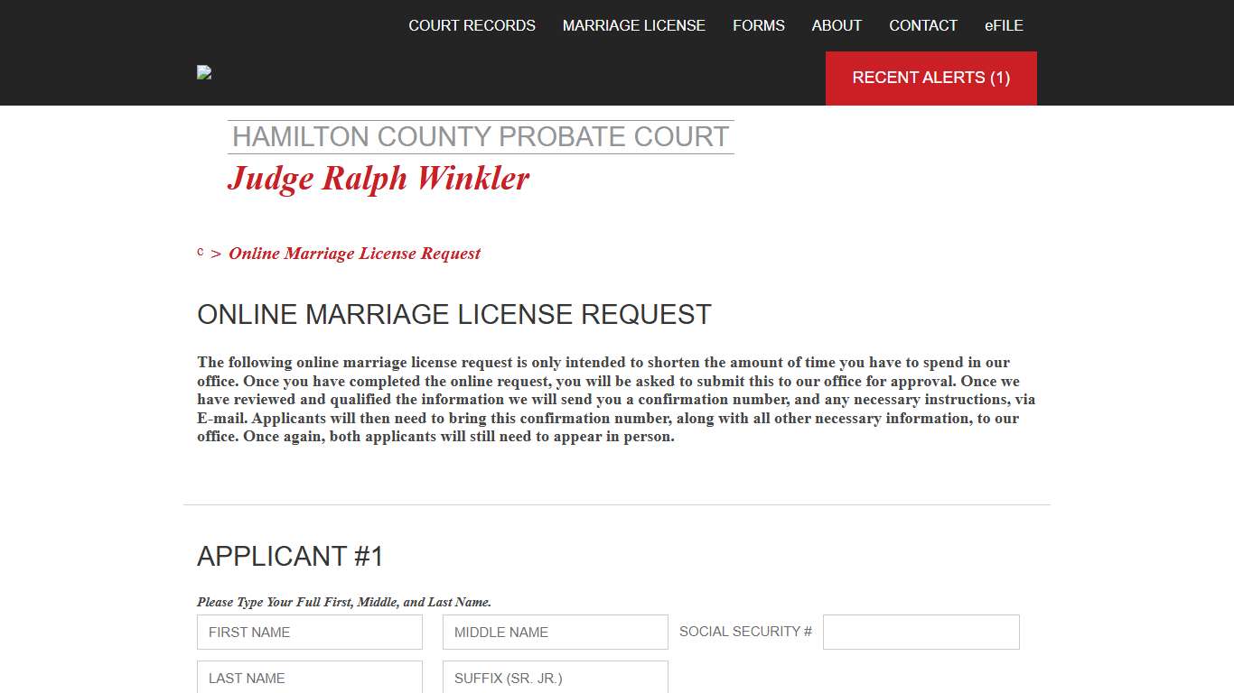 Online Marriage License Request